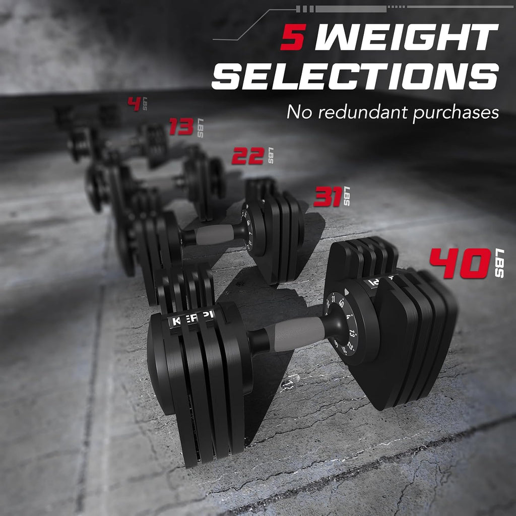 Keppi Adjustable Dumbbells Set of 2, Quick Adjust Weights for Home