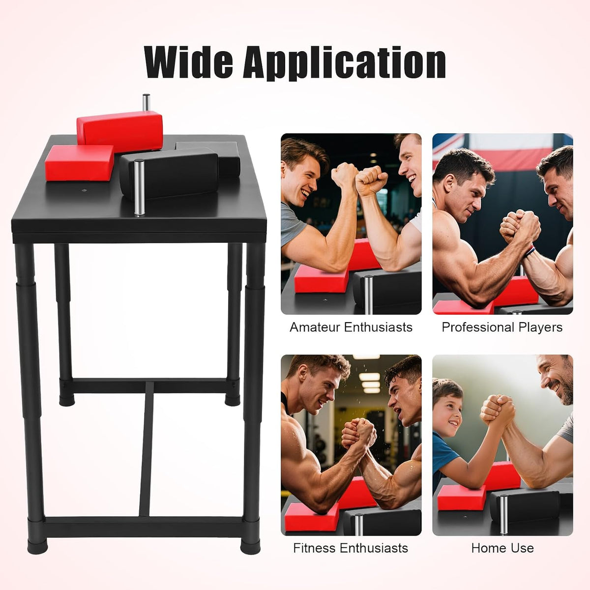 Professional Arm Wrestling Table, 2200LBS Standard Adjustable Design Standard Arm Wrestling Battle Table Standards Wrist Stands with Wrist Strap Strength Training Equipment for Gyms Sports Arenas Homes Club Office