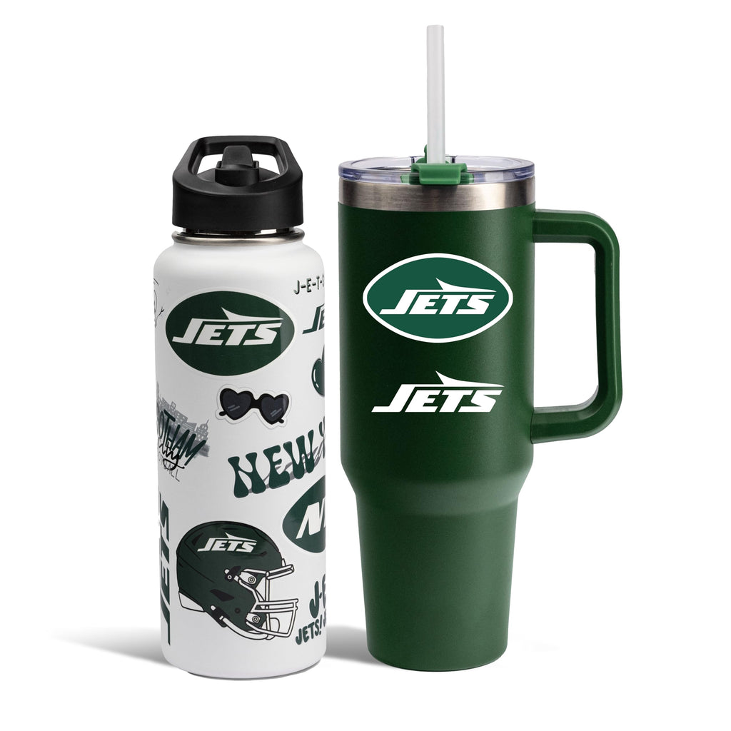 The Memory Company Officially Licensed NFL 2-Pack Stainless Steel Tumbler Set, 34oz Team Spirit Water Bottle & 40oz Game Day Tumbler with Lid and Straw, BPA-Free Materials, Convenient Straw Design