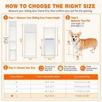 Dog Door for Sliding Glass Doors, 86.6"-92.5" Adjustable, Security Lock