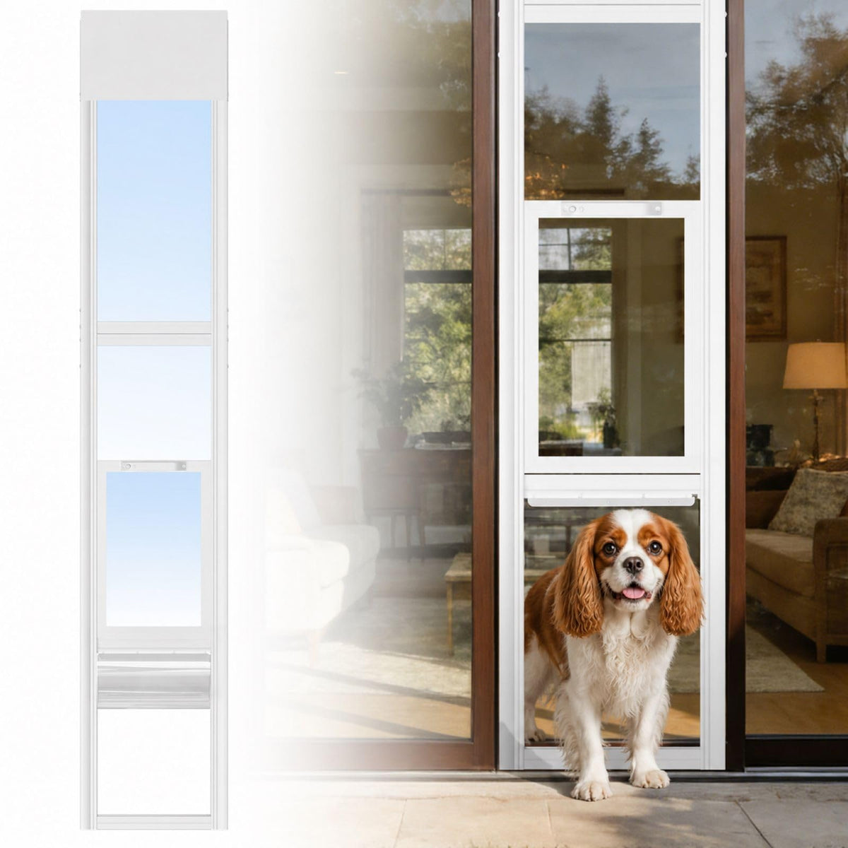 DoCred Dog Door for Sliding Glass Door, 74 13/16" to 80 11/16"