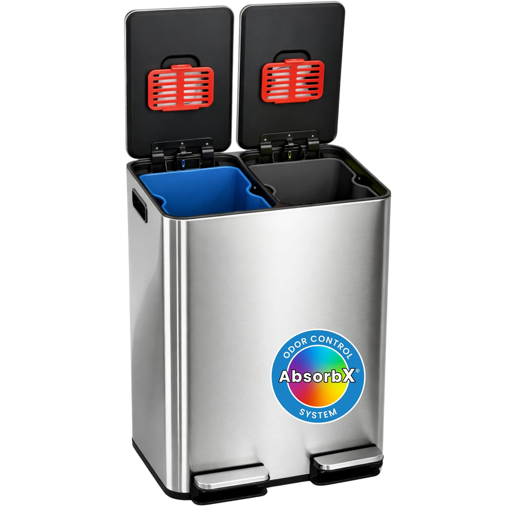 iTouchless 13.2 Gal / 50L Slim Step Pedal Kitchen Trash Can | Odor Filter