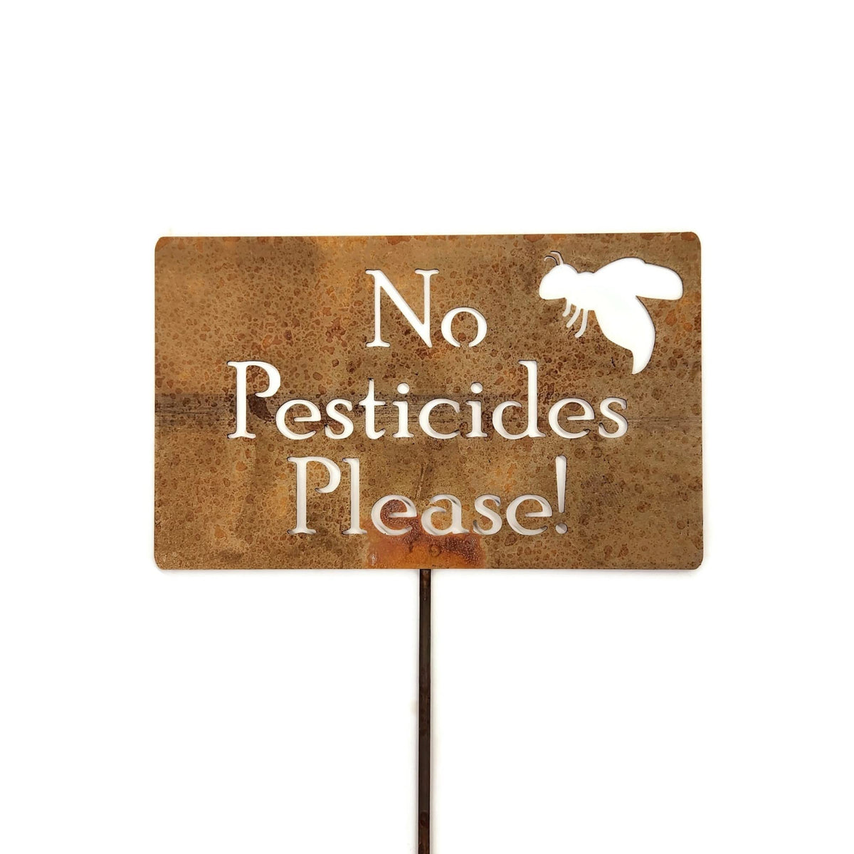 Funny Garden Stake 20 to 33 Inches Tall (No Pesticides Please, XL 33" Tall)