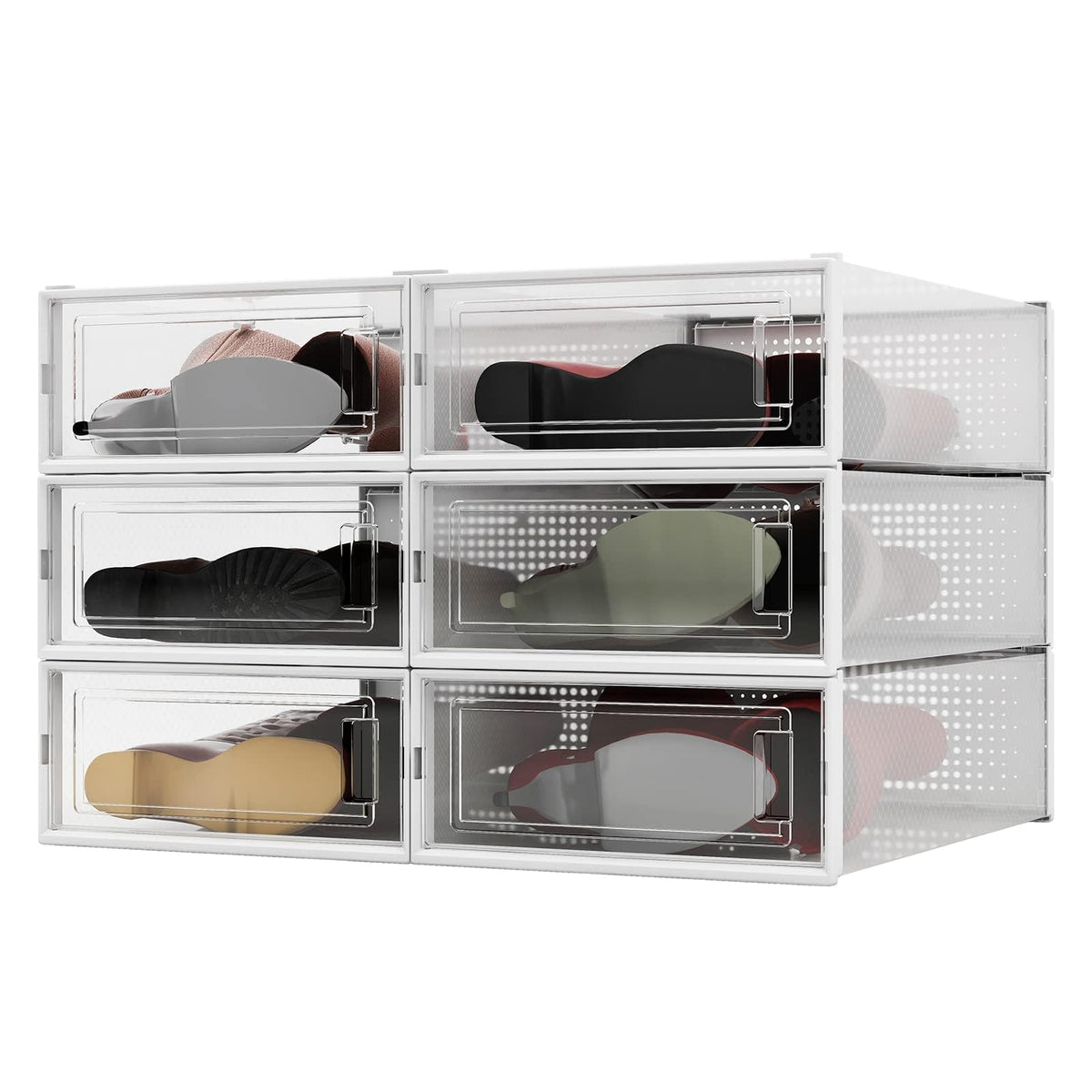 8-Piece Boot and Shoe Storage Box, Stackable Clear Plastic Shoe Box, Space-Saving Shoe Organizer for Boots, Sneakers, and High Heels, Clear