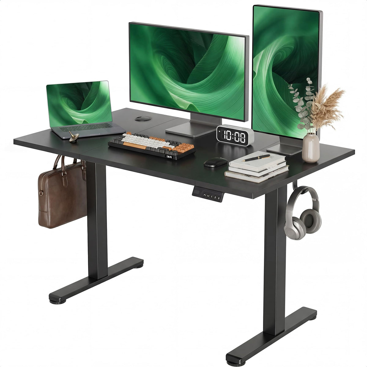 Claiks Electric Height Adjustable Standing Desk, 48x24 Inch, Deep Black