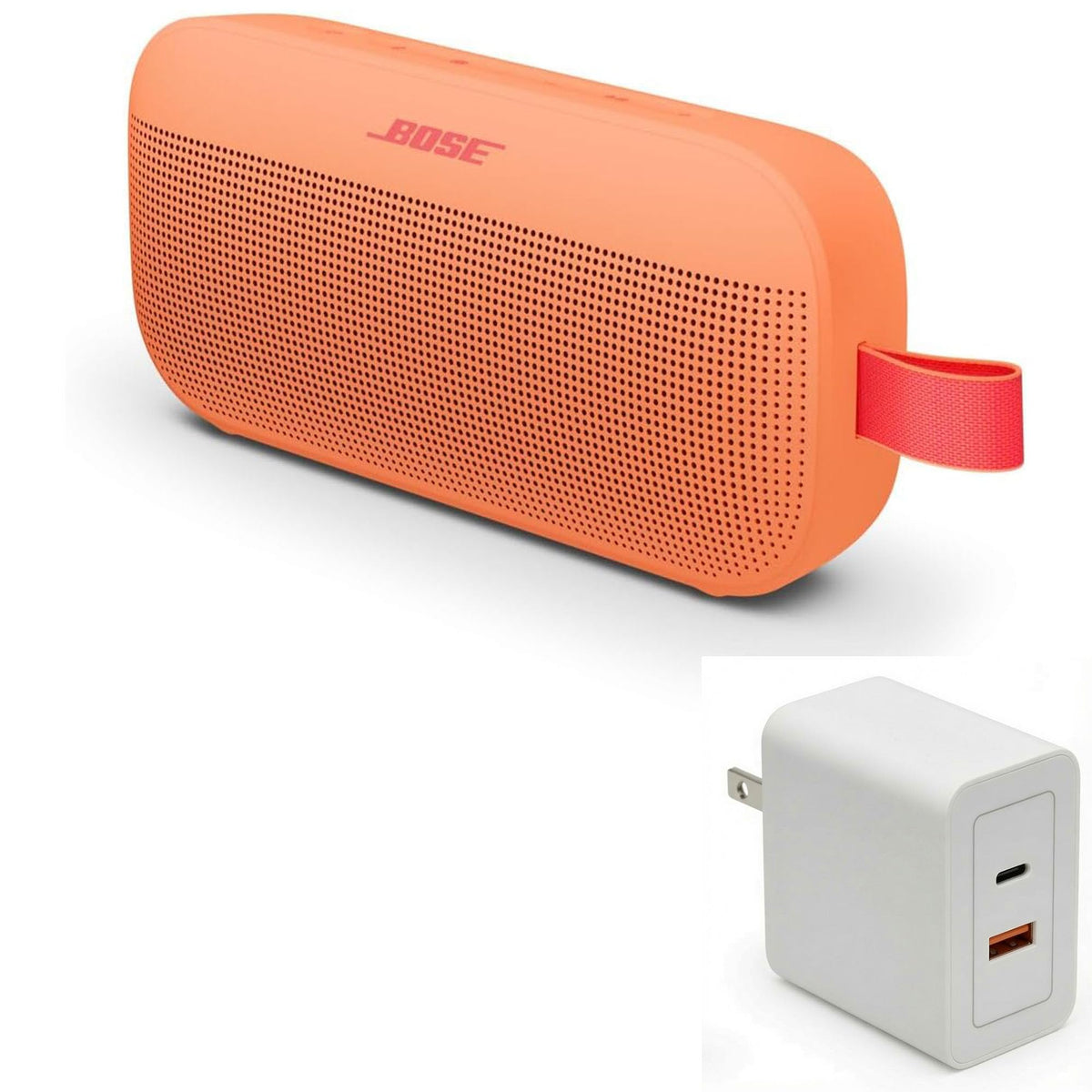 Bose SoundLink Flex Bluetooth Speaker (2nd Gen) Bundle with Fast Charger - Portable Outdoor Speaker with Hi-Fi Audio, Waterproof and Dustproof, USB-C, Up to 12 Hours Battery Life, (Sandstone)