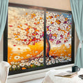 Modern Leaves Stained Glass Window Stickers 35.4Wx55.1L inch x 2pcs