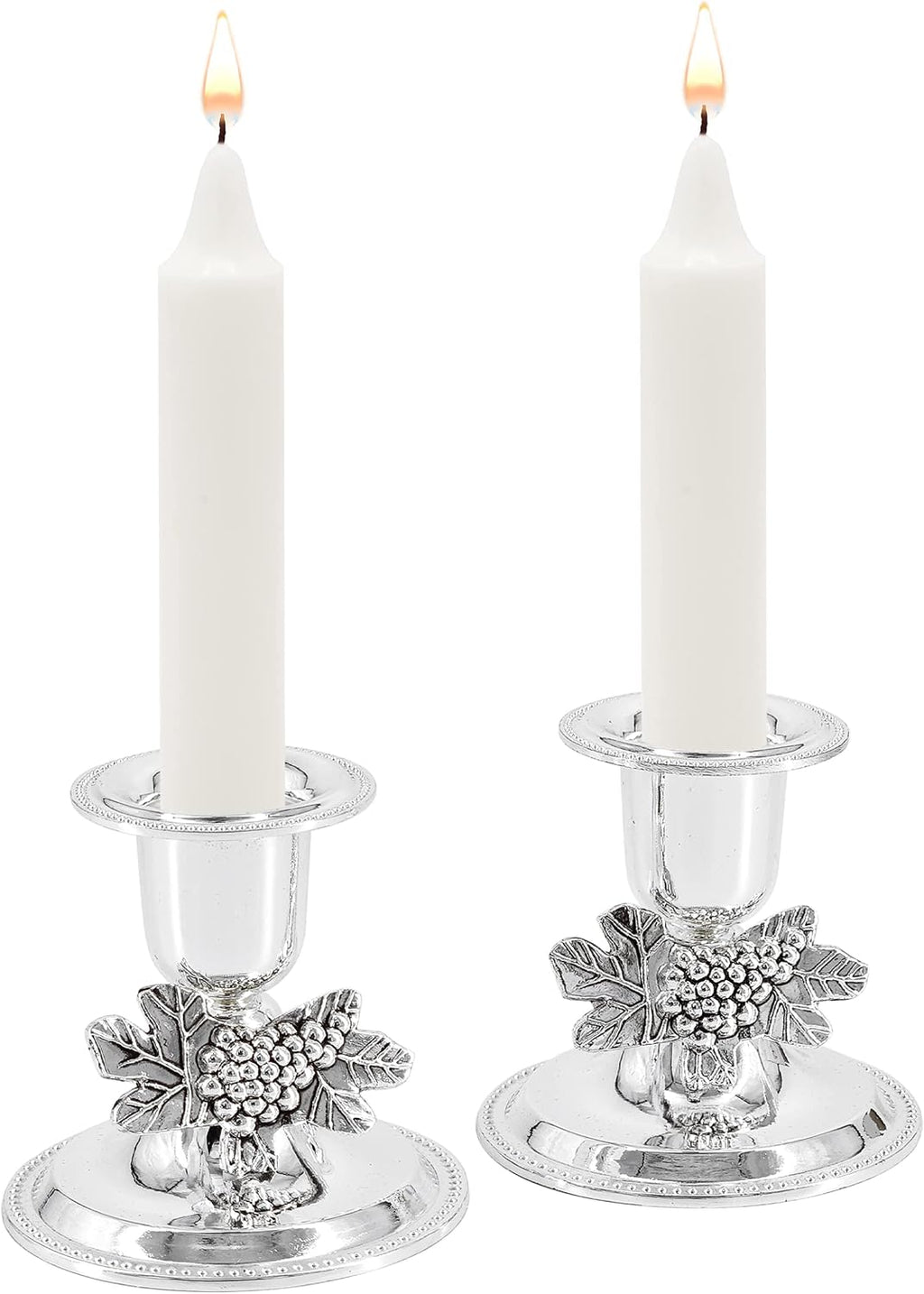 The Dreidel Company Shabbat Candlesticks Candle Holders Silver Plated, 2 Candlesticks Set (2-Pack)