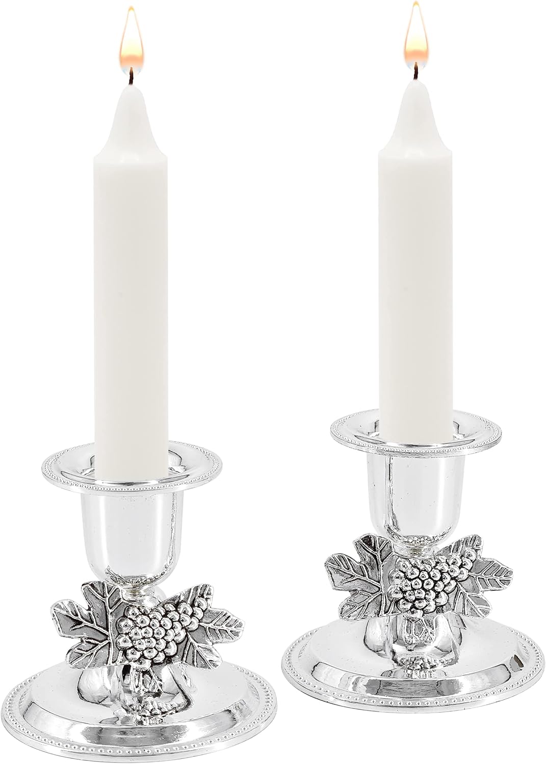 The Dreidel Company Shabbat Candlesticks Candle Holders Silver Plated, 2 Candlesticks Set (2-Pack)