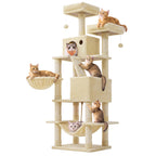 Feandrea Cat Tree, 81.1-Inch Large Cat Tower, Multi-Level Condo, Green