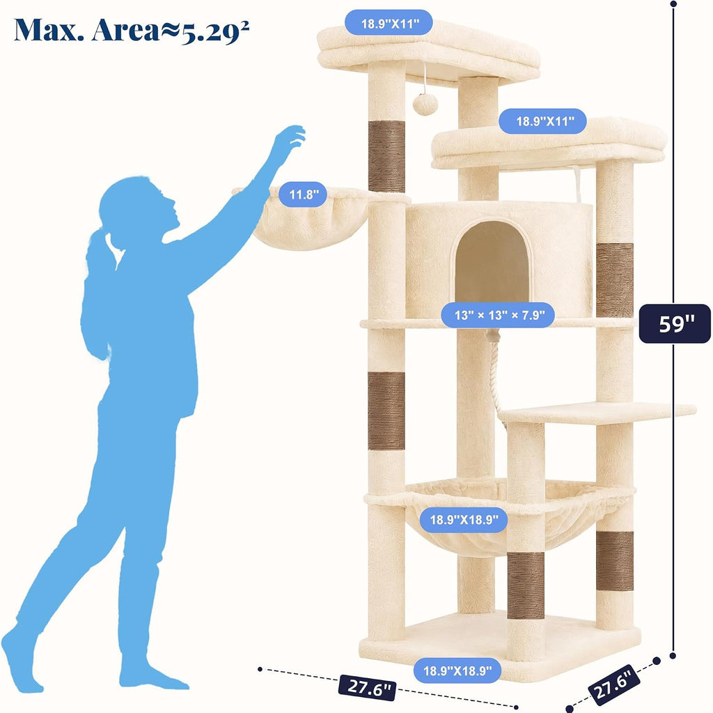 Hey-brother Cat Tree Tower for Indoor Corner with Spacious Condo, MPJ062MJ