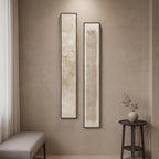 Large Framed Beige Cream Abstract Vertical Wall Art for Hallway, 2 Piece