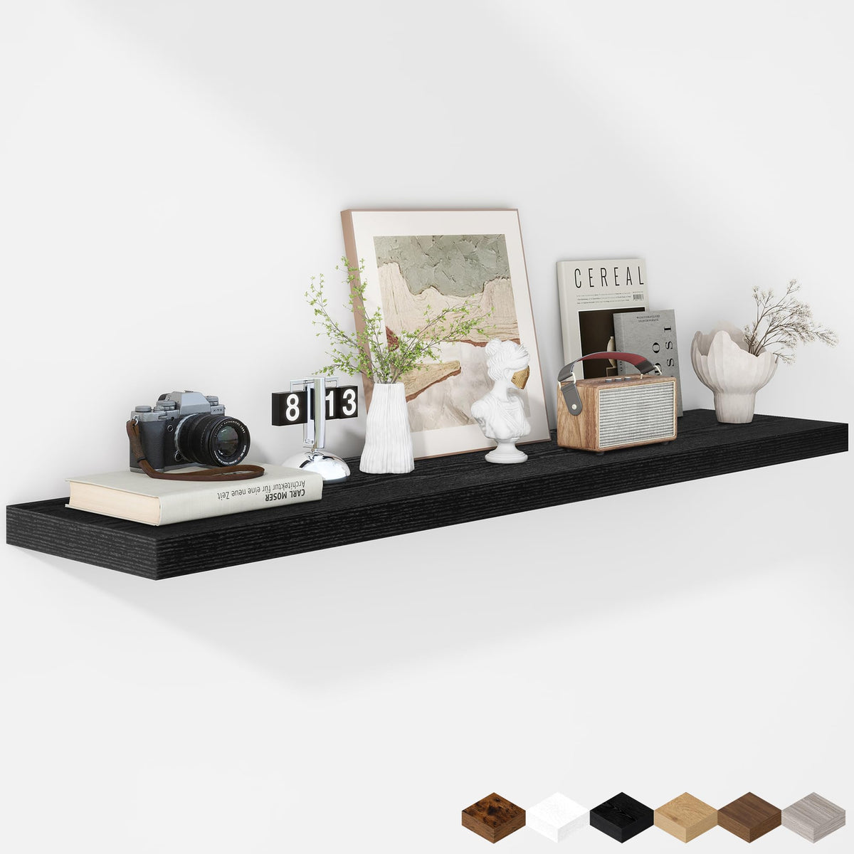 Fun Memories Floating Shelves - 2 Pack 12 Inch Rustic Wooden Wall Shelves - Extra Deeper & Thicker Wall Mounted Storage Shelf for Living Room, Kitchen, Farmhouse - 36" W x 12" D x 1.8" H - Brown