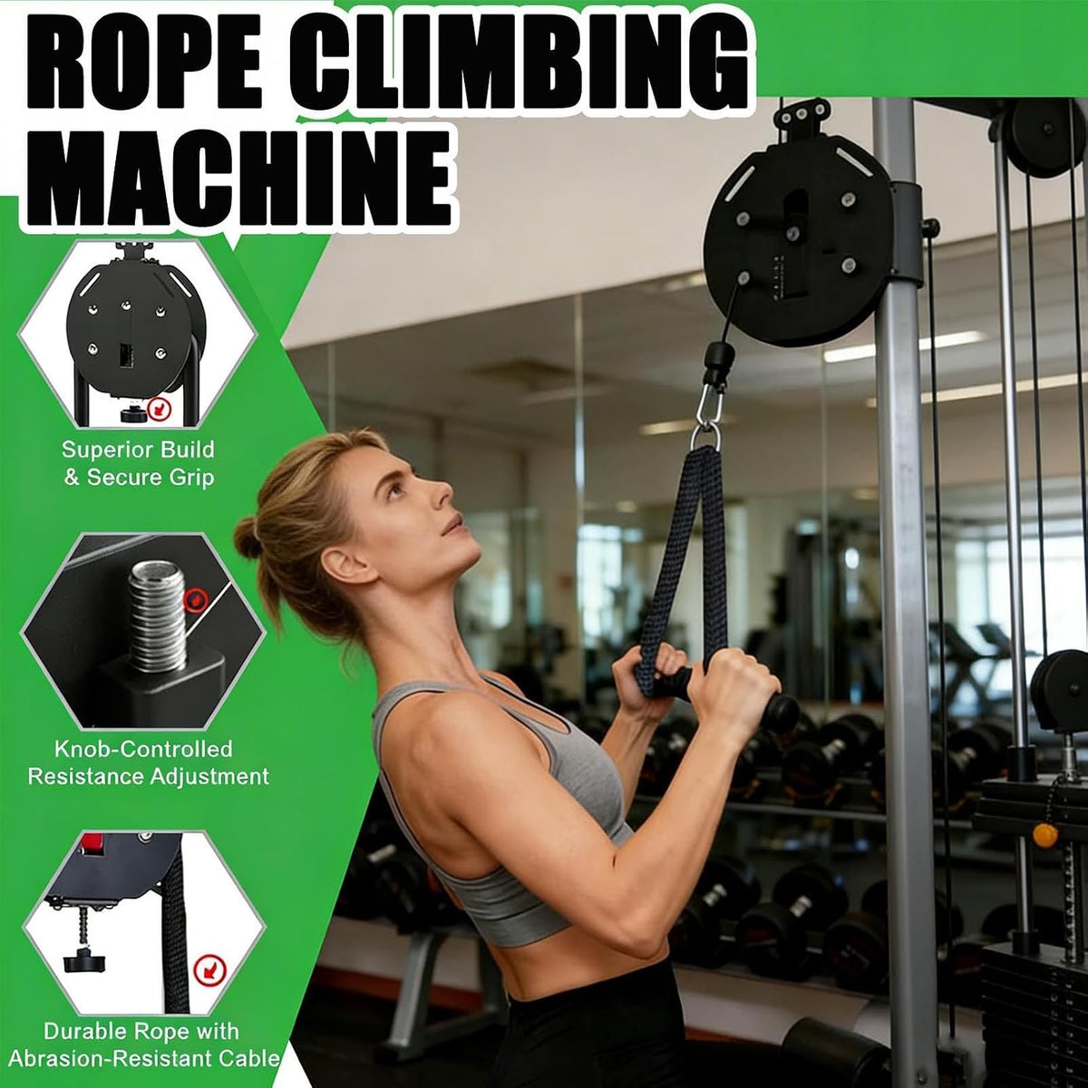 Endless Rope Trainer | Adjustable Resistance Trainer Machine | Suspension Endless Rope Pulley System| Closed-Loop Nylon Rope | Home Gym Infinity Rope for Interval Resistance Training