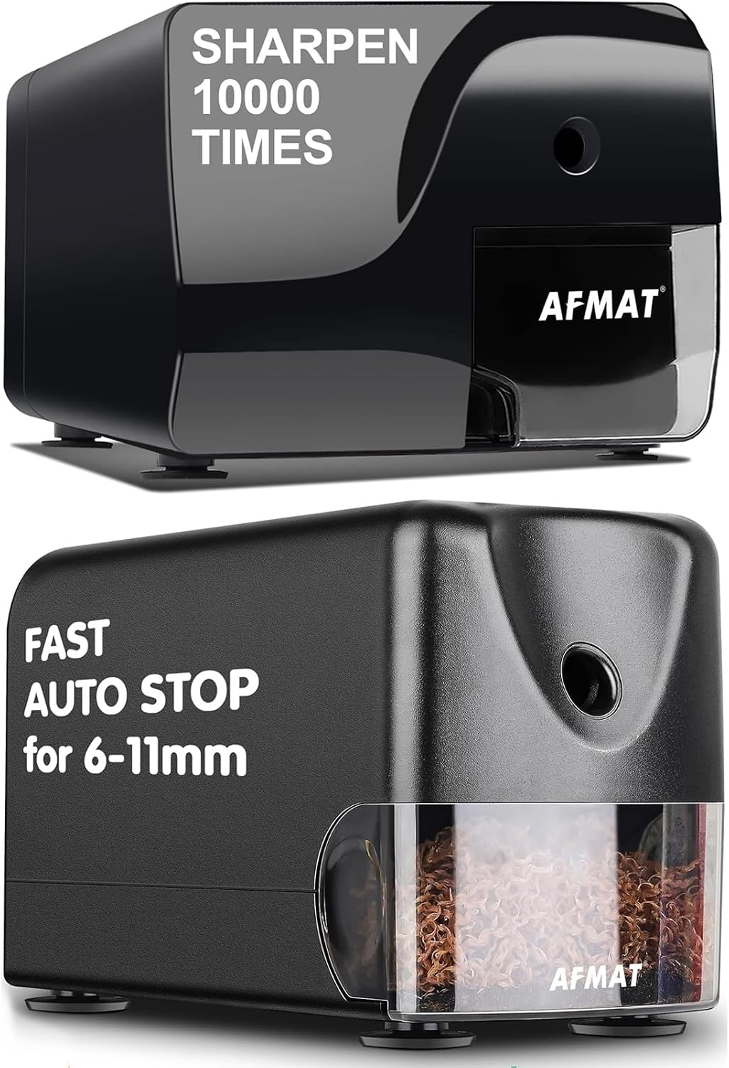 AFMAT Electric Pencil Sharpener for 6-8mm Pencils and Electric Pencil Sharpener 6-11mm Pencils, 2 Pack
