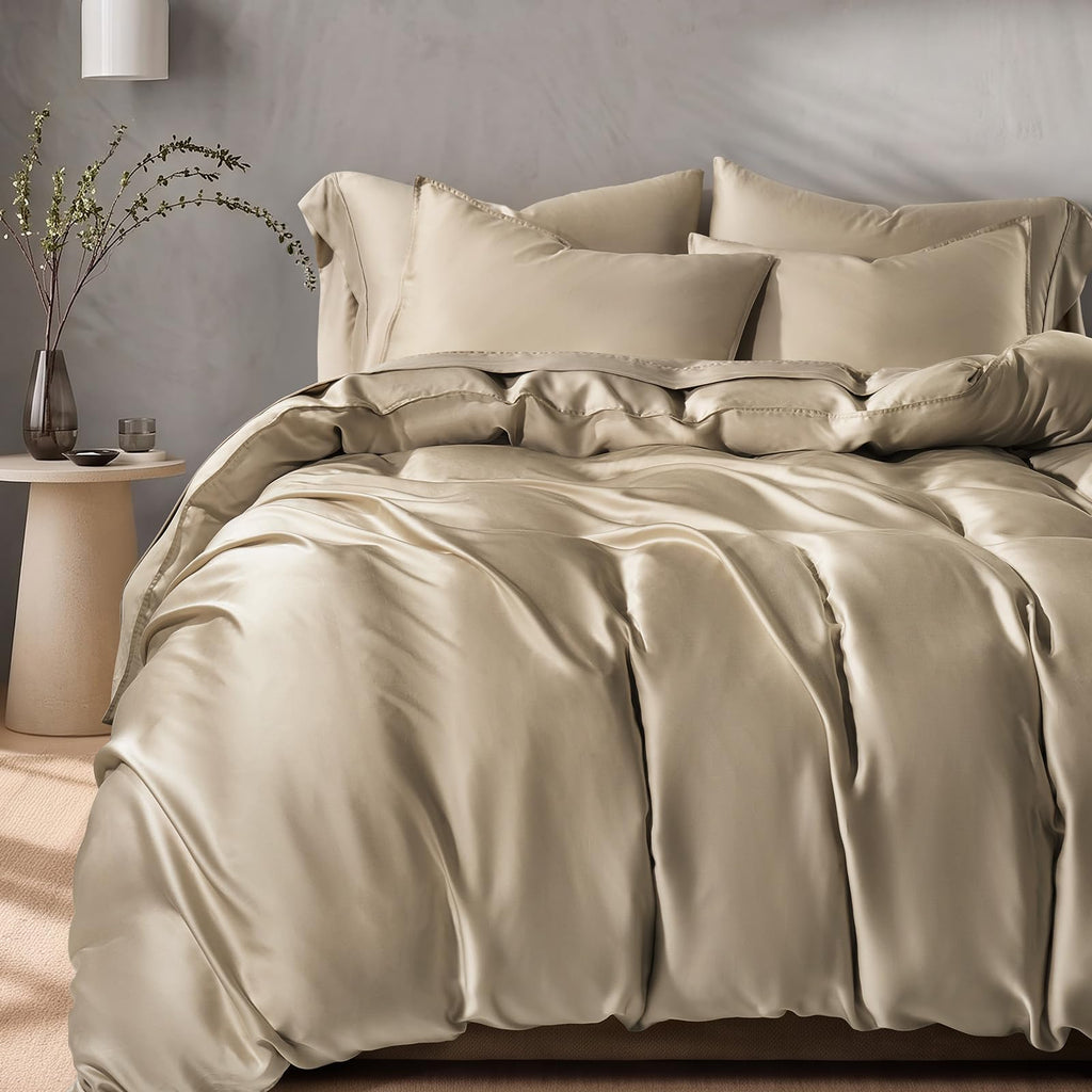 EverGrace Tencel™ Sateen Duvet Cover Set, King Size, Espresso Brown