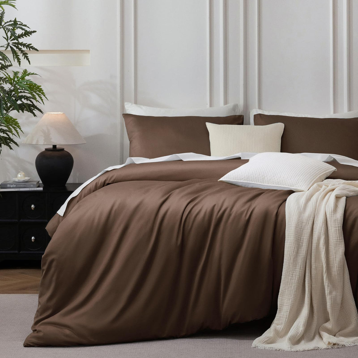 MooMee Queen Duvet Cover Set 100% Extra Long Staple Cotton Cooling Bedding