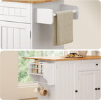 Ahomly Rolling Kitchen Island with Storage, Drop Leaf and Drawer, White