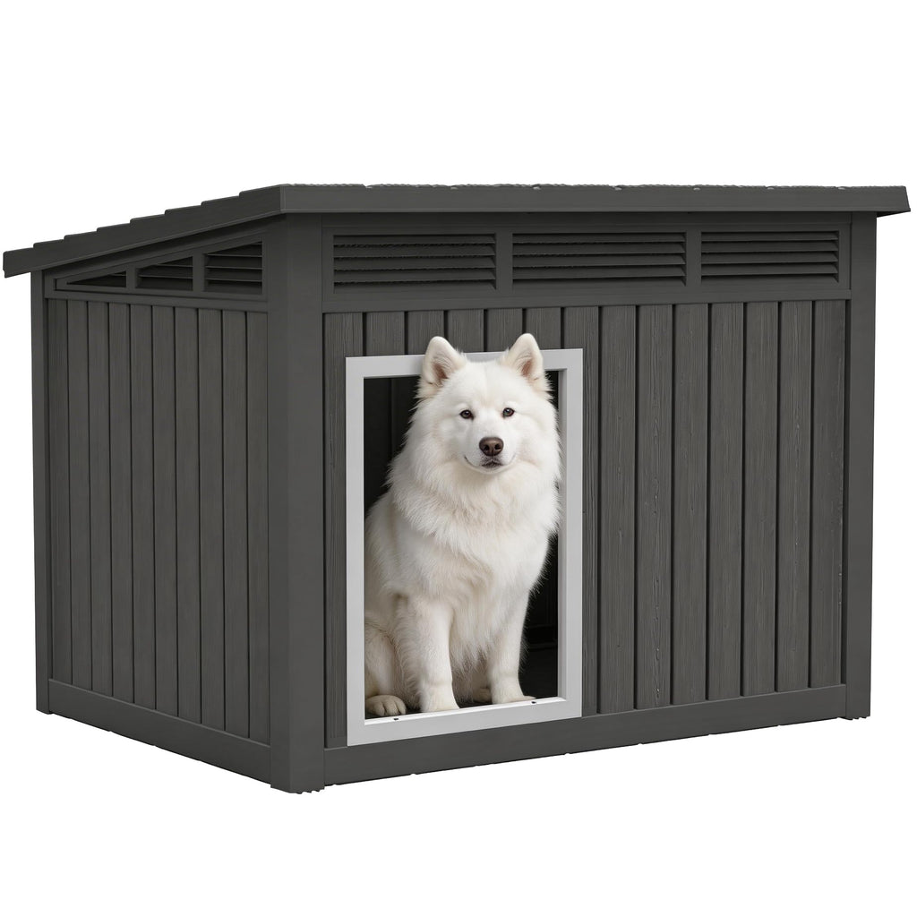 Fancyango Large Dog House with Weatherproof Roof for Indoor & Outdoor Use - Big Dog House for Large Medium Dogs(42.8" L x 33" W x 31.5" H) Grey