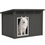 Fancyango Large Dog House with Weatherproof Roof for Indoor & Outdoor Use - Big Dog House for Large Medium Dogs(42.8" L x 33" W x 31.5" H) Grey