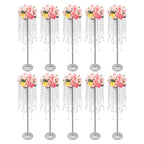Wedding Centerpieces Silver Vases,10PCS Metal Flower Candle Holder with Sparkling Crystal Beads,Crystal Flower Vase Metal Flowers Stand for Party Tables Decorations (10PCS-Sliver-3)
