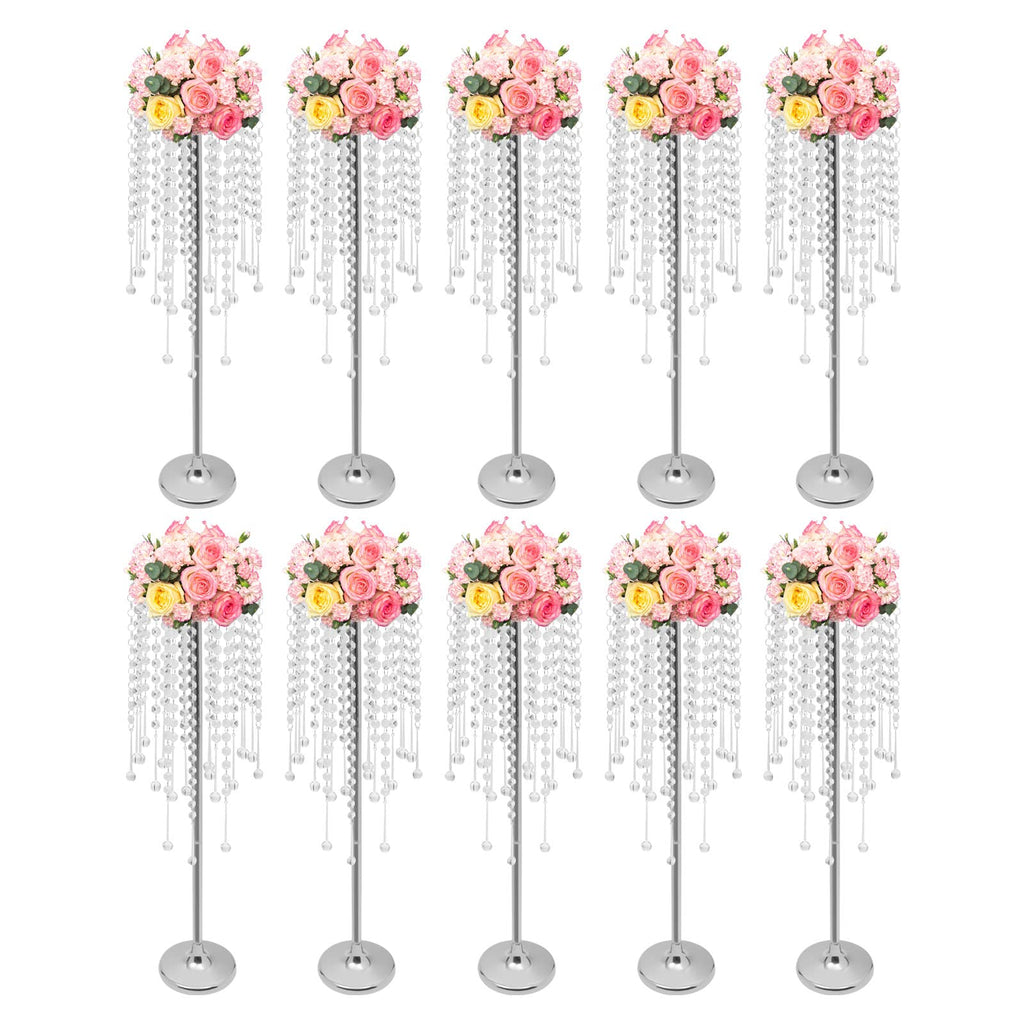 Wedding Centerpieces Gold Vases,10PCS Metal Flower Candle Holder,Wedding Vase for Tables,Crystal Flower Vase Metal Flowers Stand for Party Tables Decorations