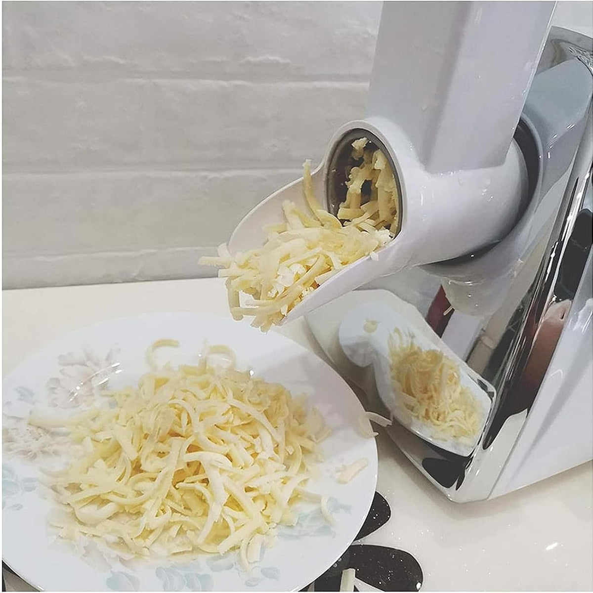 Commercial Cheese Grater, Electric Rotary Cheese Shredder Machine with 3 Stainless Steel Revolving Blades, Multi-Functional Vegetable Slicer Cheese Grinder, Quick Shred - 1min/500g