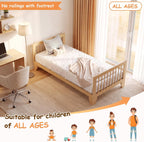 EXPERLAM Twin Montessori Floor Bed for Kids, Removable Rails, Burlywood