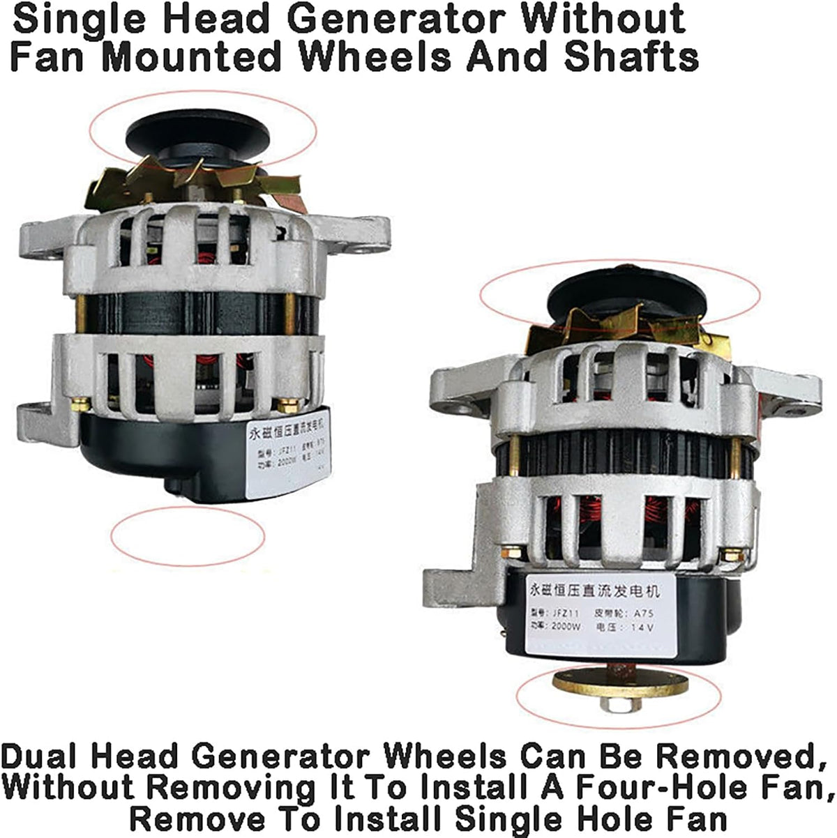 2000W Permanent Magnet Generator 14 / 28V DC Brushless Constant Voltage Generator High Power Charging Generator Set for Single-Cylinder Diesel Engines, Tractors, Lighting,Double Head,28V