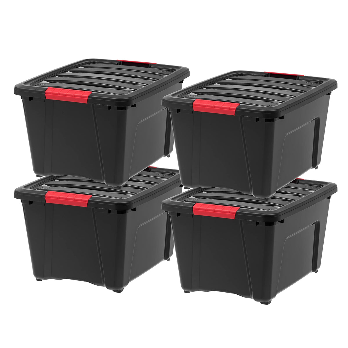IRIS USA 6-Pack 54 Quart Storage Bins with Lids, Black