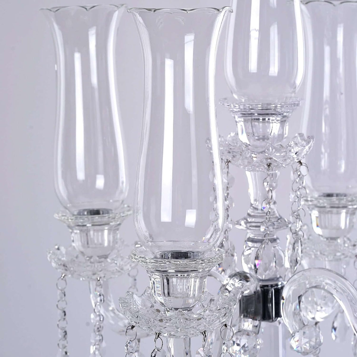 Efavormart 32" Tall 5 Arm Premium Hurricane Taper Crystal Glass Candle Holder Candle Holder Wedding Centerpiece