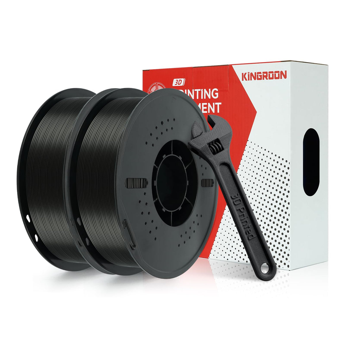 Kingroon PETG 3D Printer Filament, 10 Rolls, Dimensional Accuracy +/- 0.03 mm, 1kg Spool(2.2lbs), 1.75 mm，10KG Ten Colors Black White Grey Red Blue Green Yellow Orange Transparent Silver
