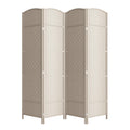 6 Panel Folding Room Divider,Woven Privacy Screen,Light Beige
