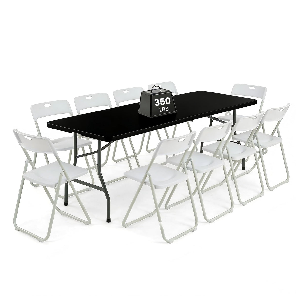 6FT Foldable Table Set with 6 Pack Plastic Folding Chairs, Heavy Duty 350 lbs Folding Table & Folding Chairs, Portable Foldable Furniture Bundle for Parties, Wedding, Events, Indoor & Outdoor