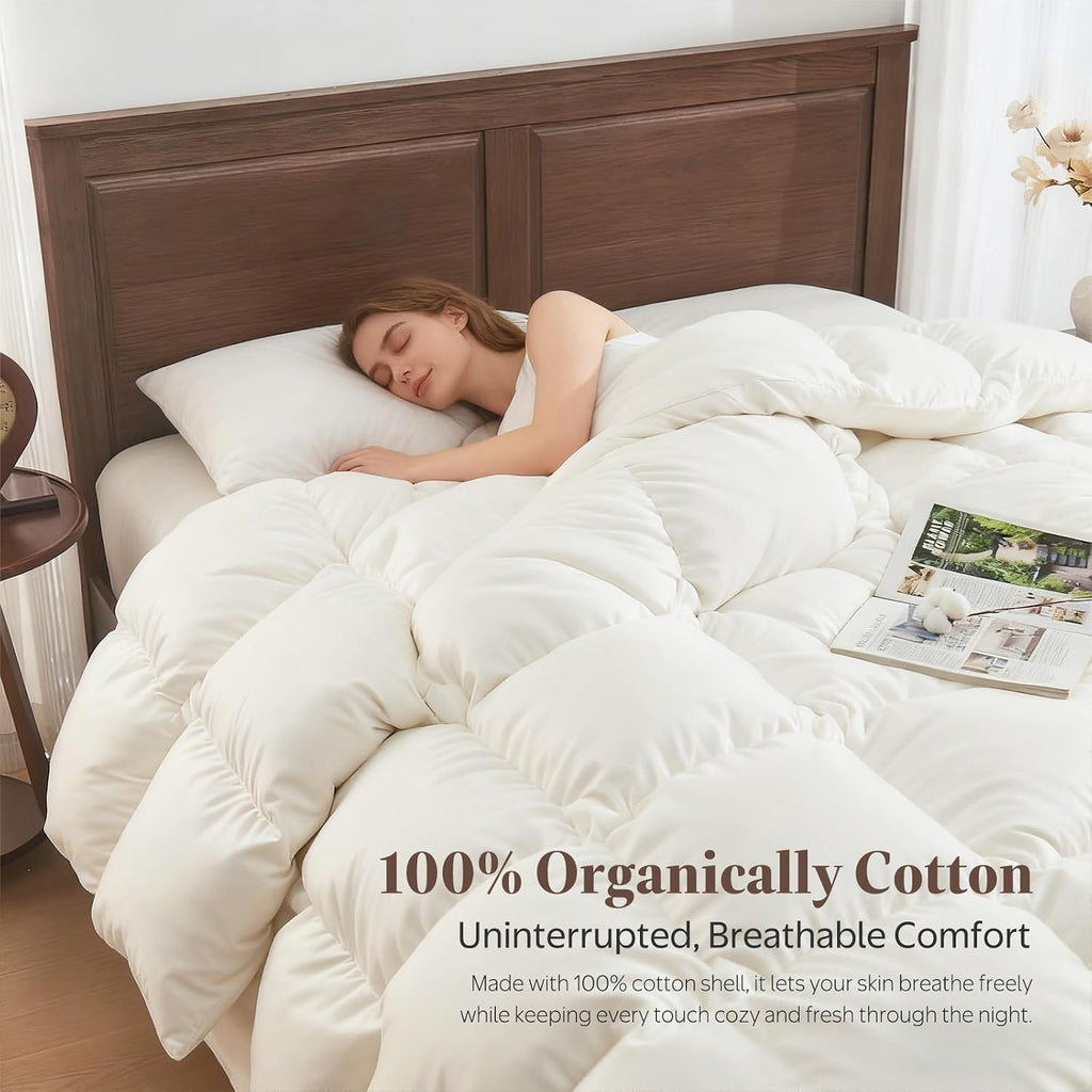 Goose Feather Down Comforter King Size, All Season Duvet Insert