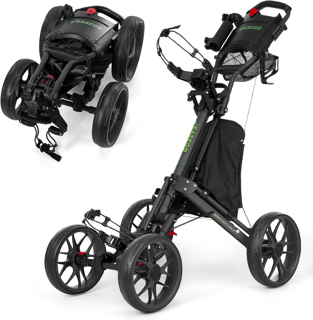 EASEGO Golf Push Cart 4 Wheel : Golf Walking Cart Golf Caddy Pull Carts