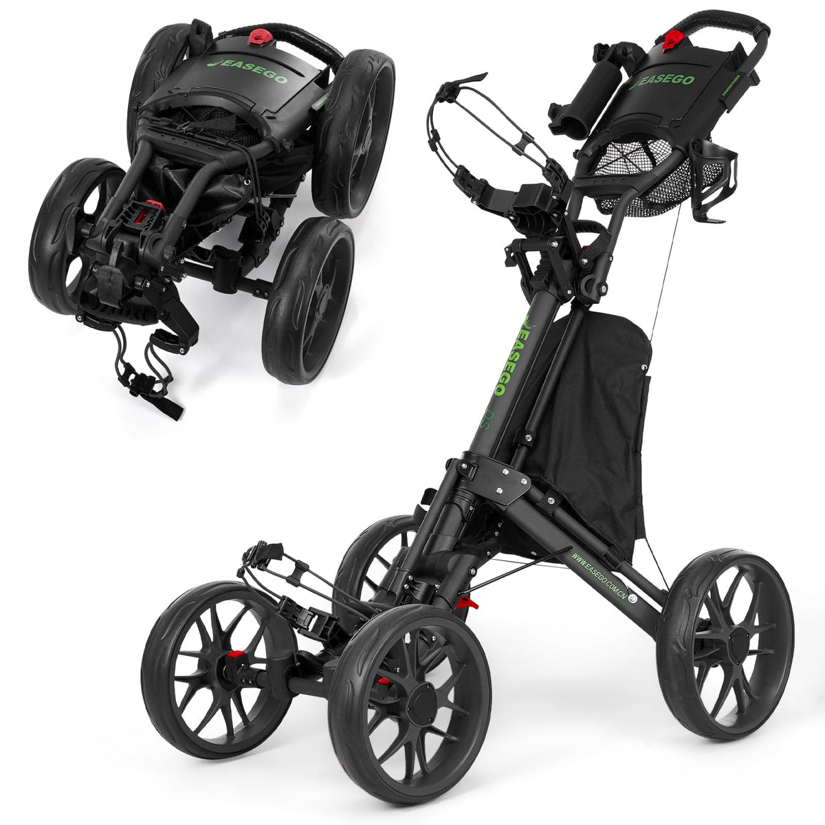 EASEGO Golf Push Cart 4 Wheel : Golf Walking Cart Golf Caddy Pull Carts