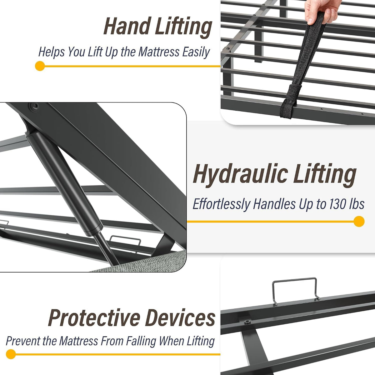 King Bed Frame with Hydraulic Gas Lift Up Storage, Linen Upholstered