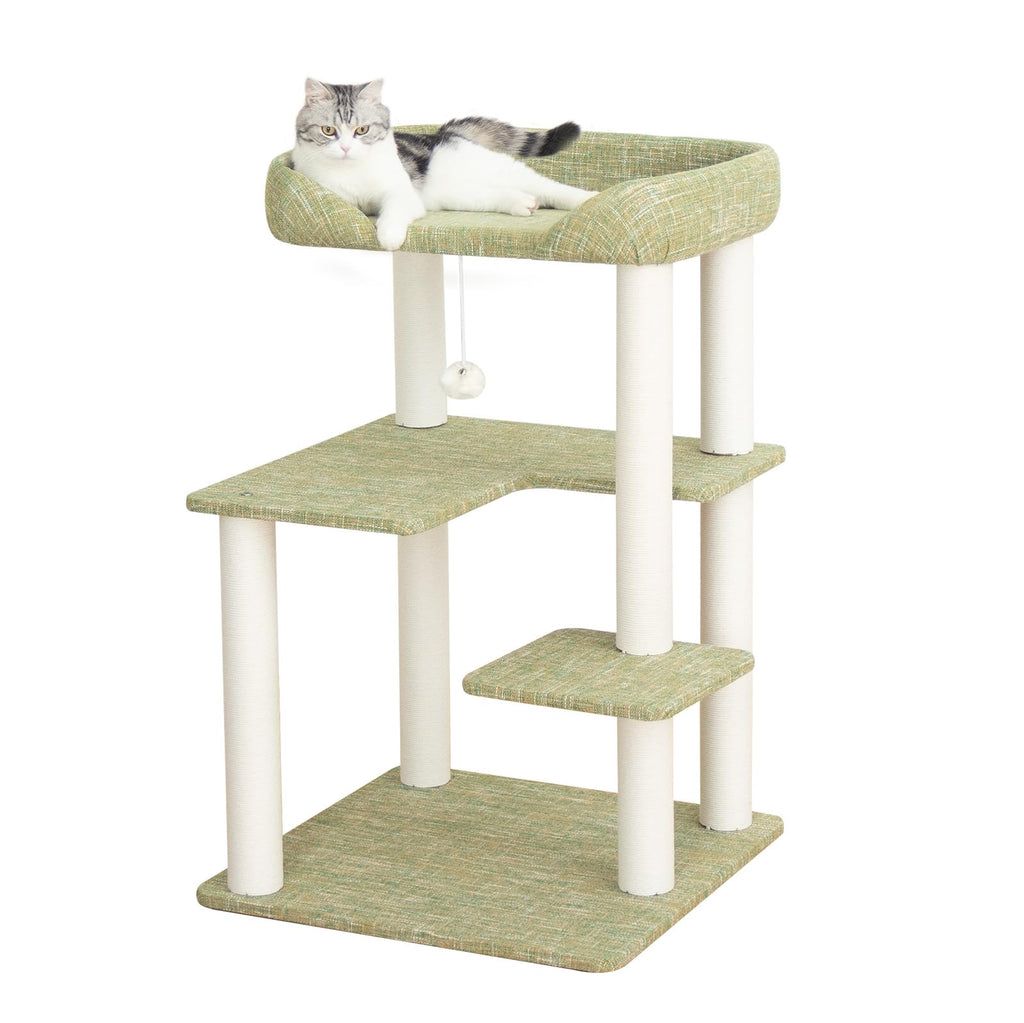 37.5" Cat Tree Tower for Large & Senior Cats, Low-Step Design
