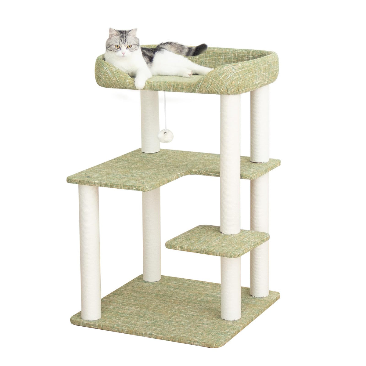 37.5" Cat Tree Tower for Large & Senior Cats, Low-Step Design