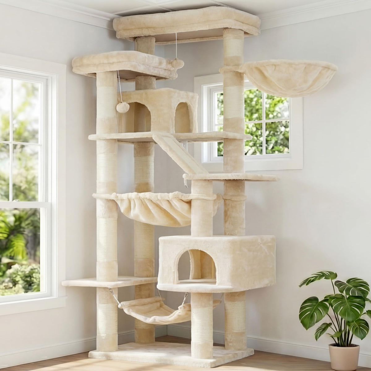 Heybly Cat Tree, 68 inch Multi-Level Cat Tower for Indoor Cats HCT025G