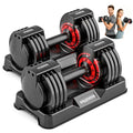 25/50lbs Adjustable Dumbbell Set of 2, 5-in-1 Free Weights Set