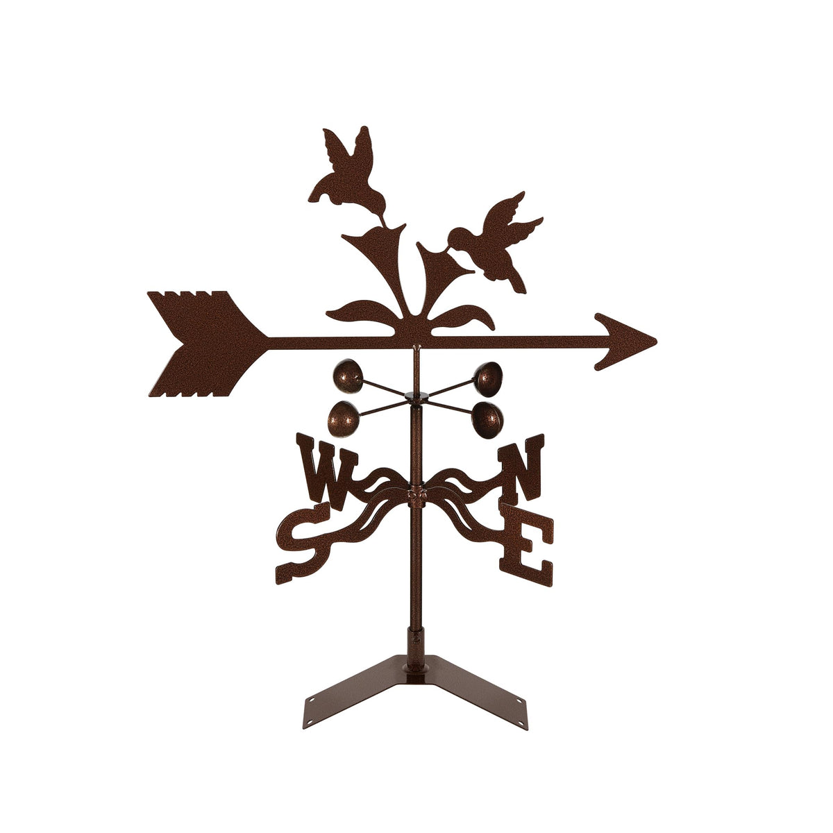 EZ Vane Steel Hummingbirds Weathervane with Wind Cups — 4-Sided Mount