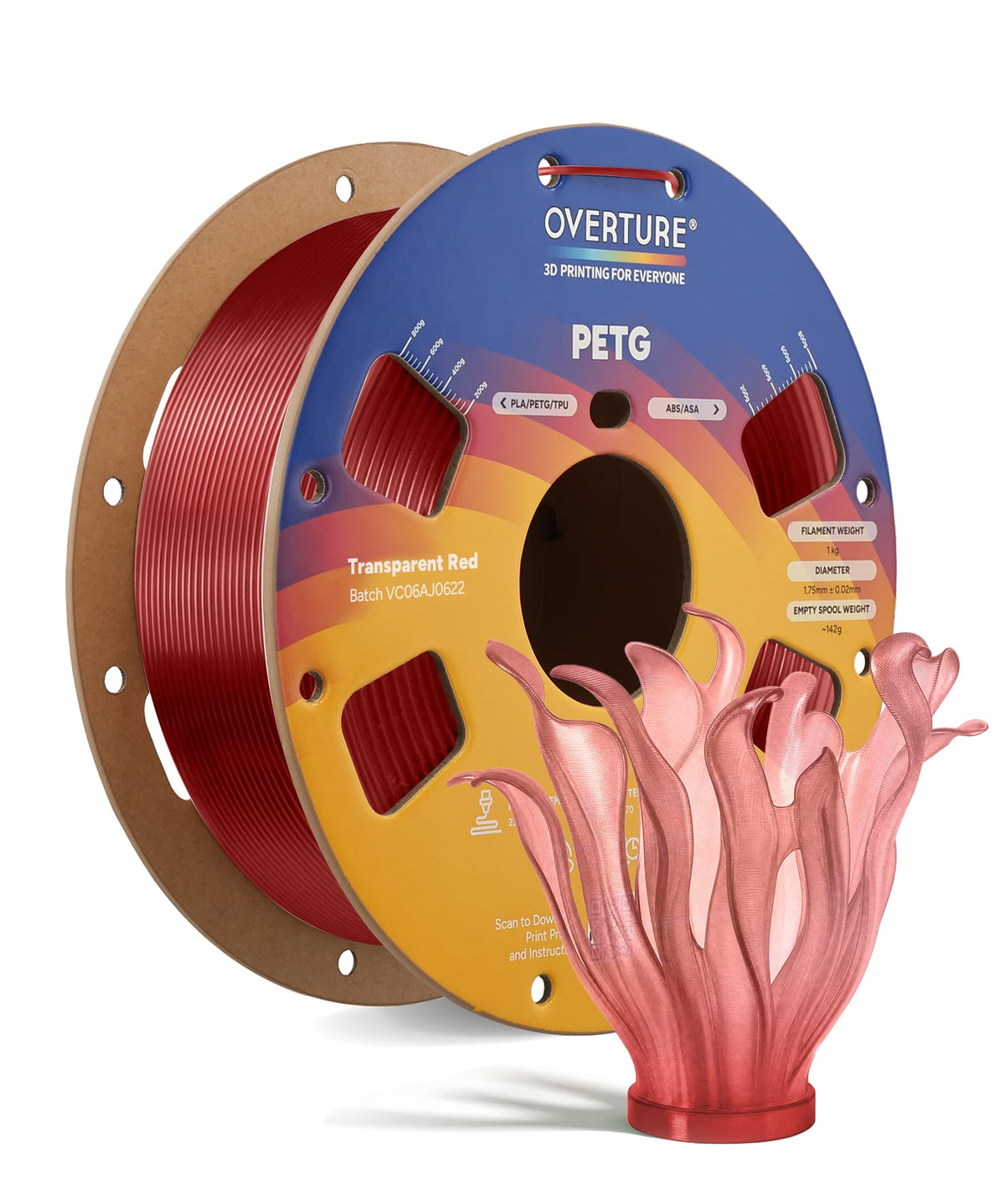 OVERTURE 10KG Bundle High Speed PETG Filament 1.75mm, 3D Printer Filament
