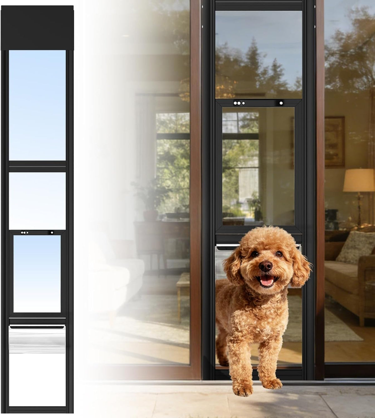 DoCred Dog Door for Sliding Glass Door, 74 13/16" to 80 11/16"