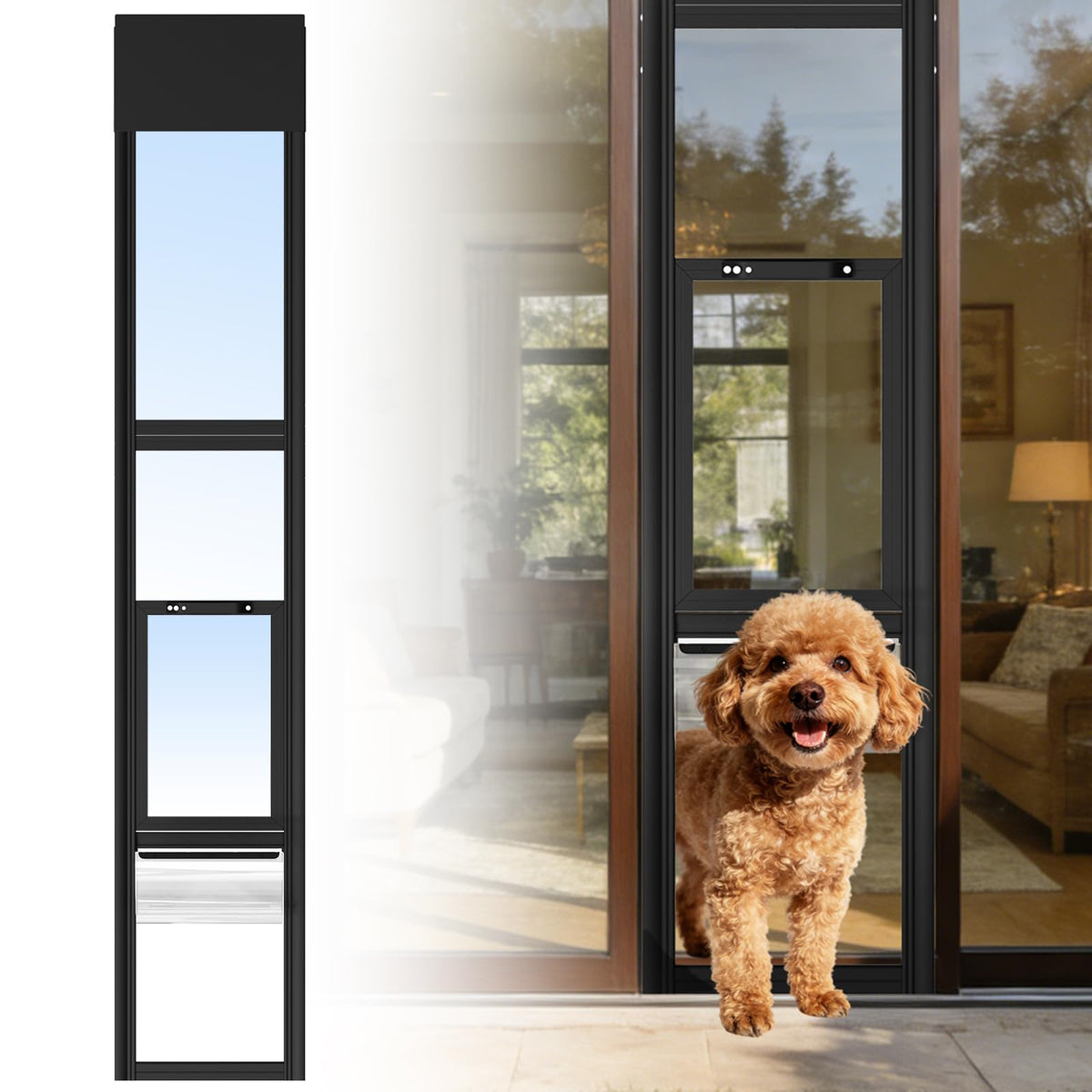 DoCred Dog Door for Sliding Glass Door, 74 13/16" to 80 11/16"