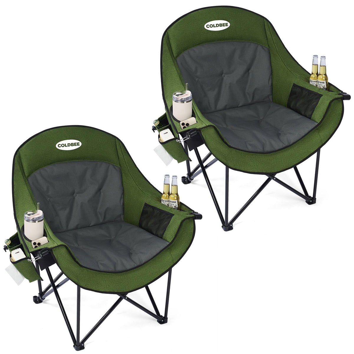 Oversized Camping Chairs for Adults - Heavy Duty Padded Outdoor Camp Chair
