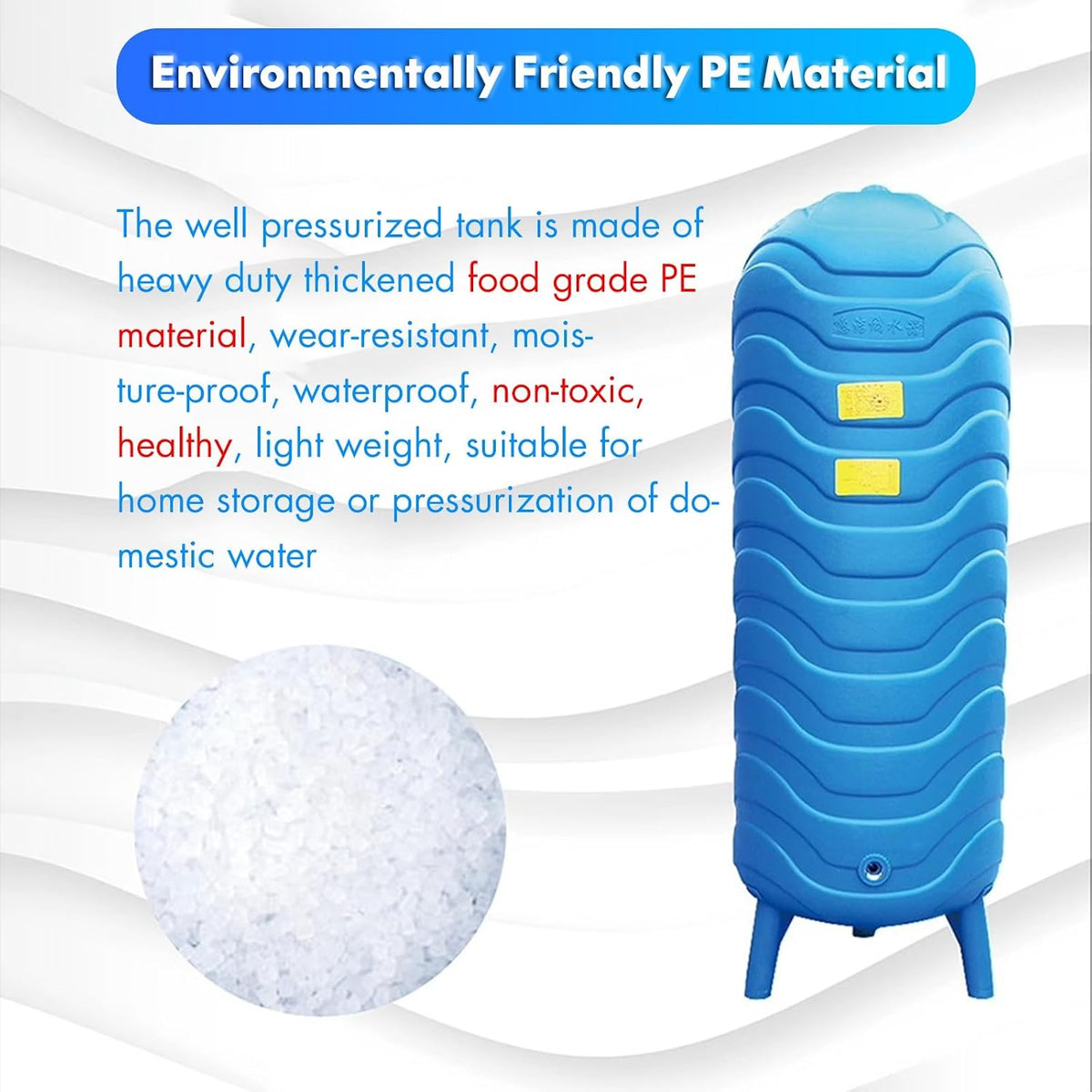 Cistern Water Pressure Tank Residential Garden Water Heater, Large-Capacity Well Tanks for Agricultural Irrigation/ Domestic Water/ Wells, Pressure Tank 10 20 25 30 35 40 50 60 Gallon ( Size : 80x35cm
