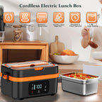 Cordless Heated Lunch Box, 30,000mAh Rechargeable Electric Lunch Box with Automatic Heatings Timer & Adjustable Heating, 5.7 Cup Portable Food Heater Warmer Office Car Outdoor (Pink)