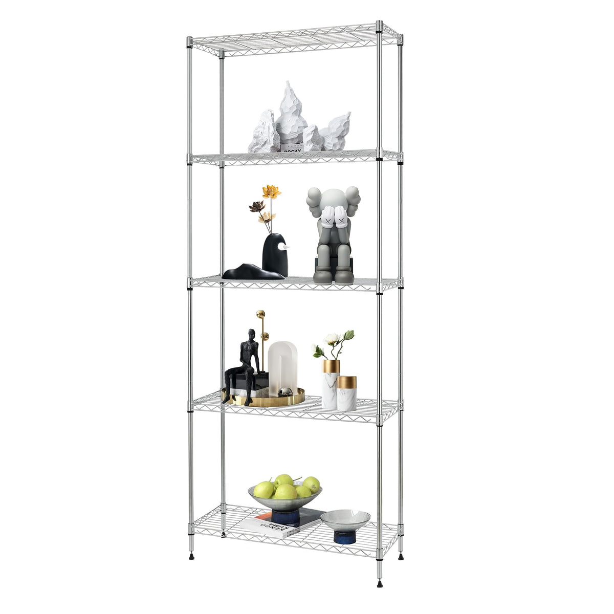 FDW | 6-Tier Wire Shelf with Wheels | 45" x 18" x 82" | Chrome